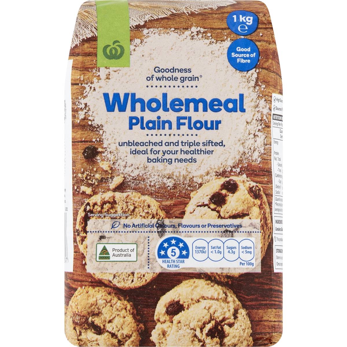 Woolworths Wholemeal Plain Flour 1kg | Woolworths