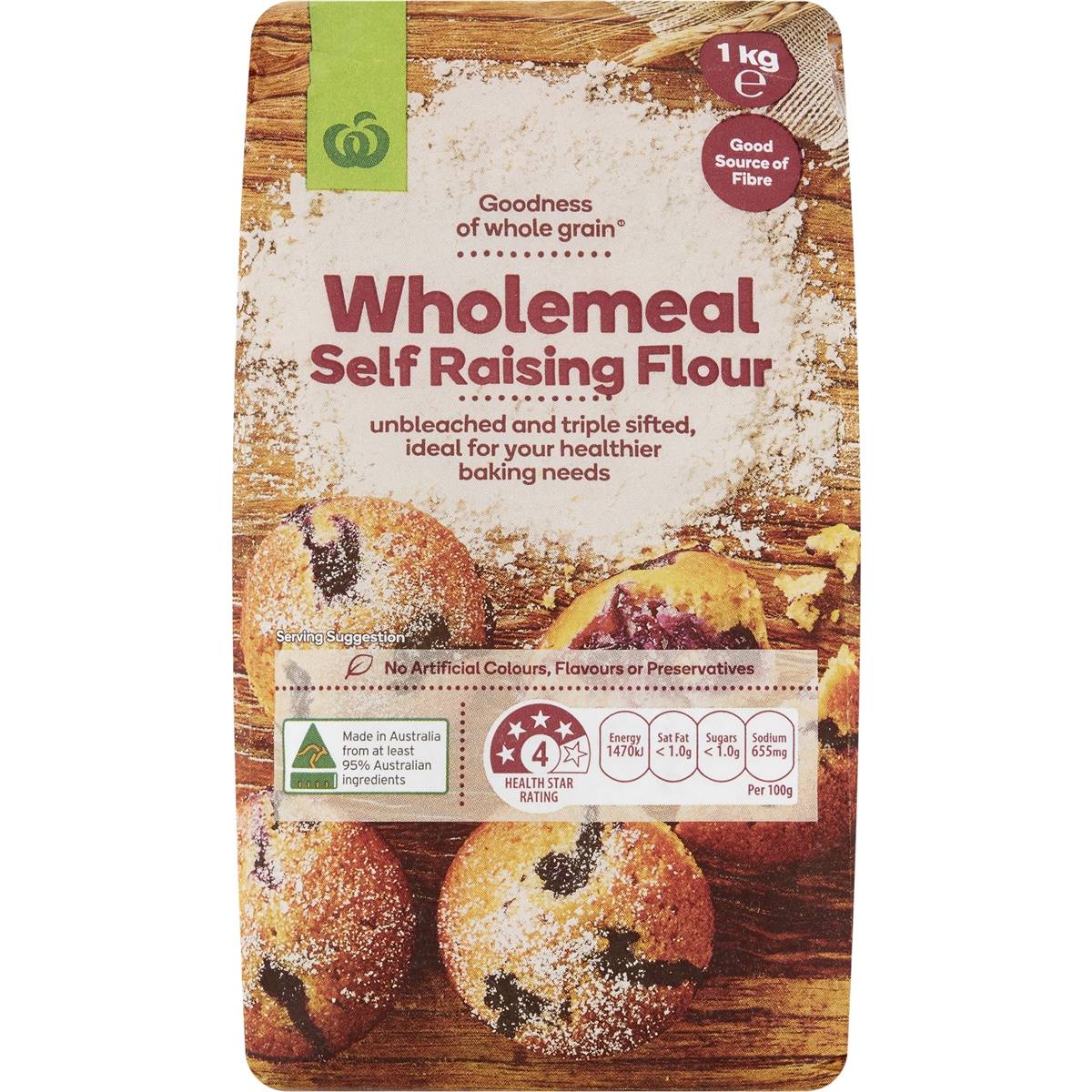 Woolworths Wholemeal Self Raising Flour 1kg | Woolworths