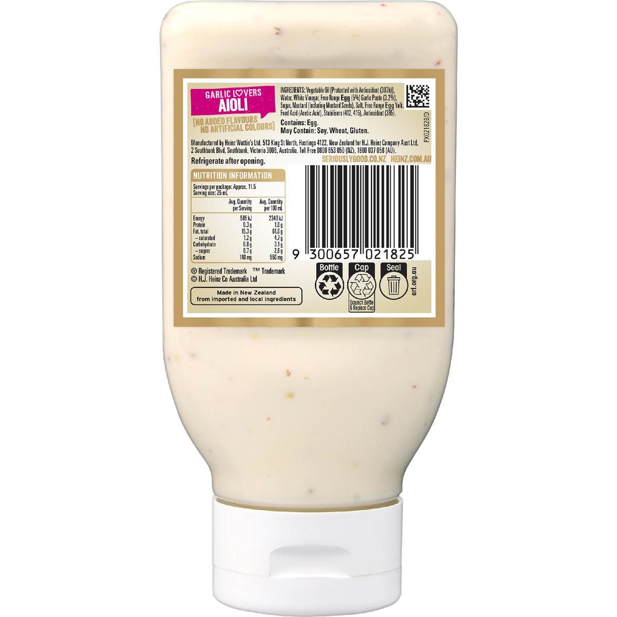 Heinz Seriously Good Mayonnaise Garlic Lovers Aioli Mayo 295ml Woolworths