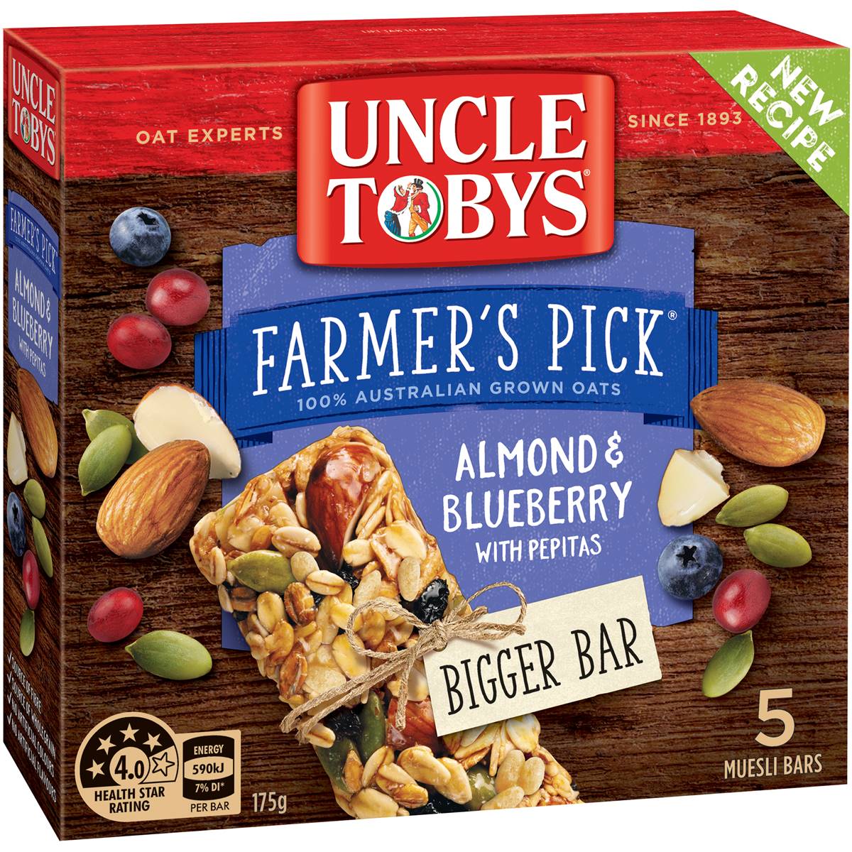Uncle Tobys Farmers Pick Almond & Blueberry Muesli Bars 5 Pack Woolworths