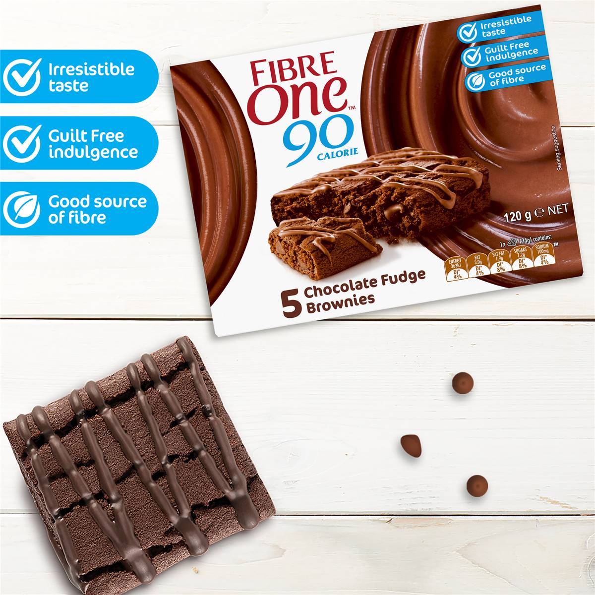 Fibre One 90 Calorie Chocolate Fudge Brownies 5 Pack Woolworths