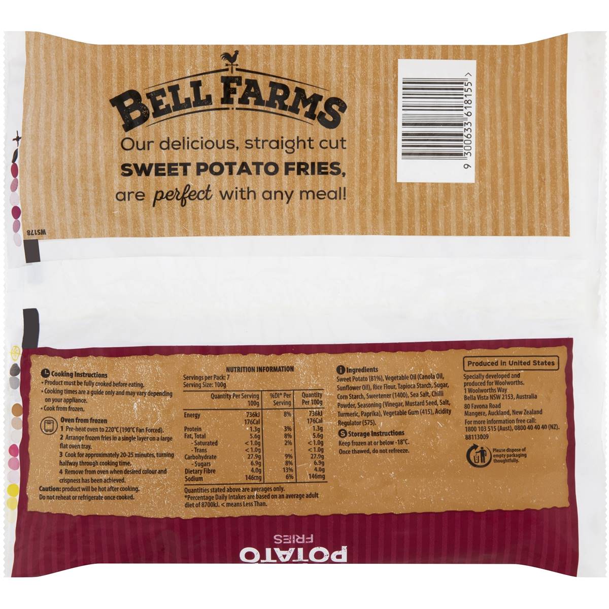 Bell Farms Sweet Potato Chips 750g Woolworths