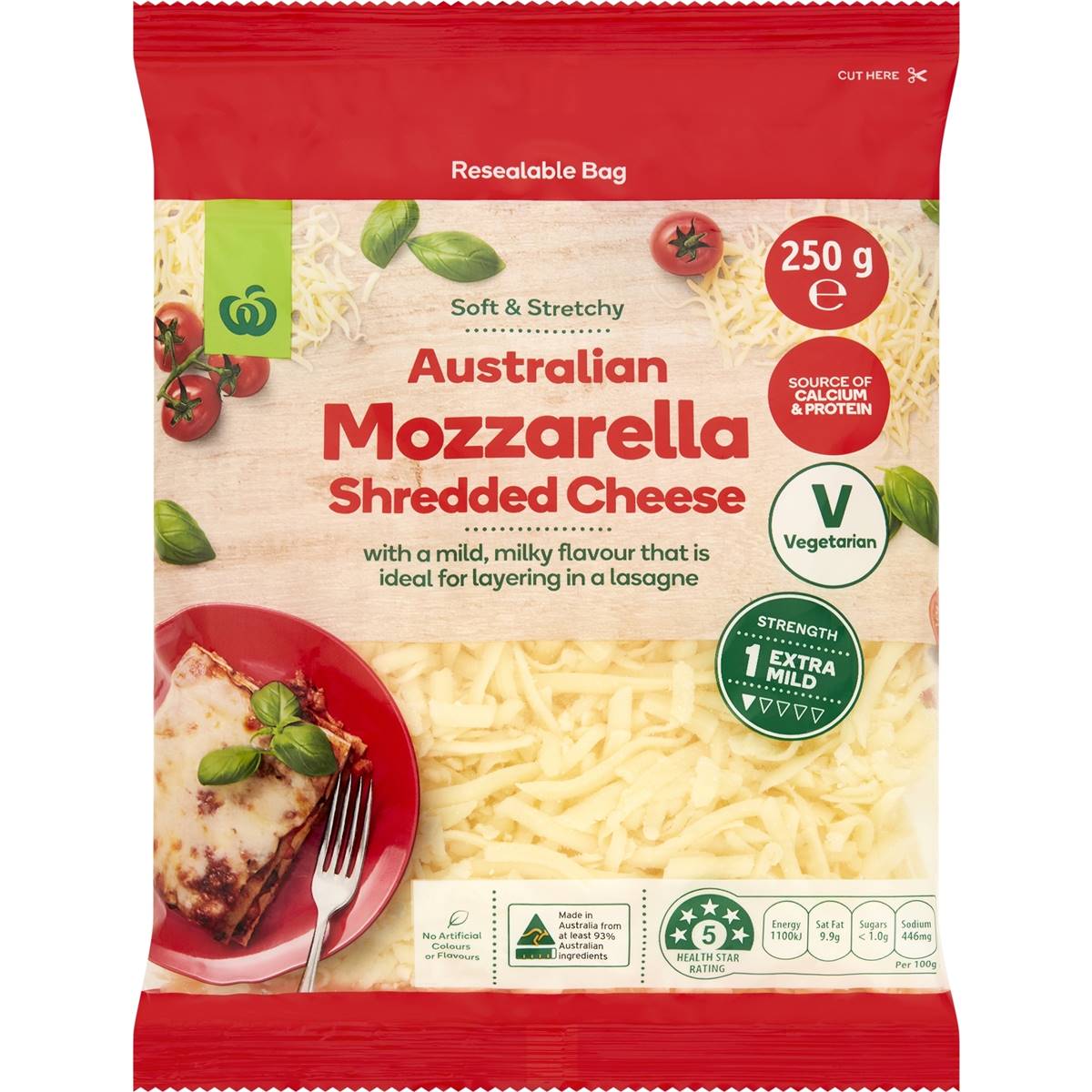 Woolworths Mozzarella Shredded Cheese 250g Woolworths