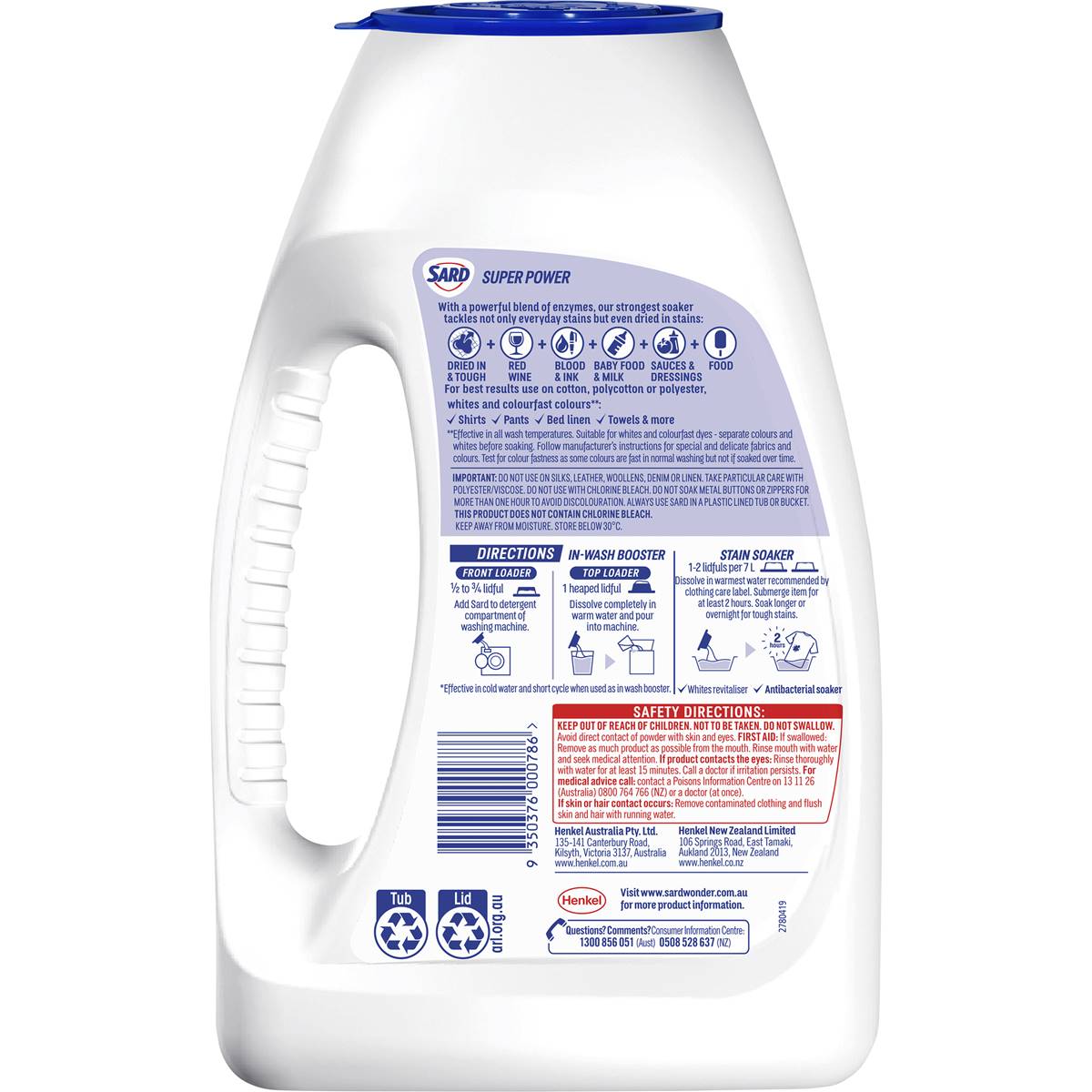 Sard Super Power Stain Remover Powder Soaker 1.8kg Woolworths