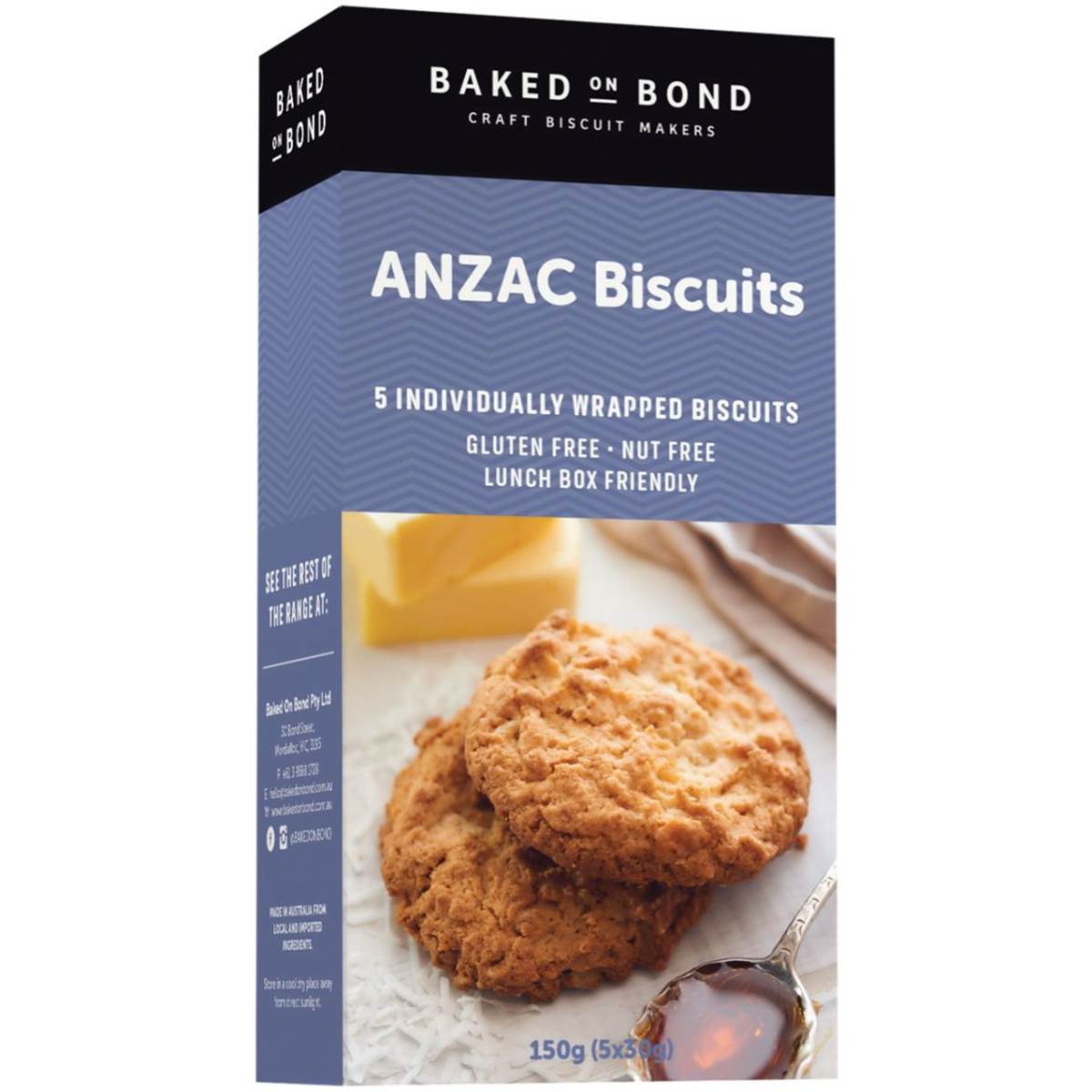 Baked On Bond Anzac Biscuits Individually Wrapped 5pk 130g Woolworths