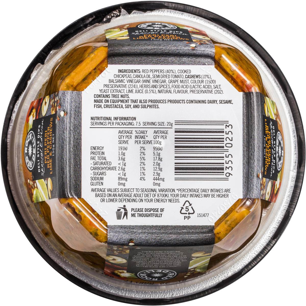 Red Rock Deli Dip Peri Peri & Lime 150g Woolworths