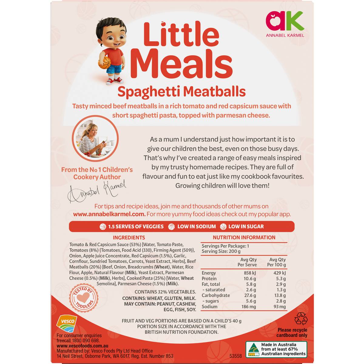 Annabel Karmel Spaghetti & Meatballs 200g Woolworths