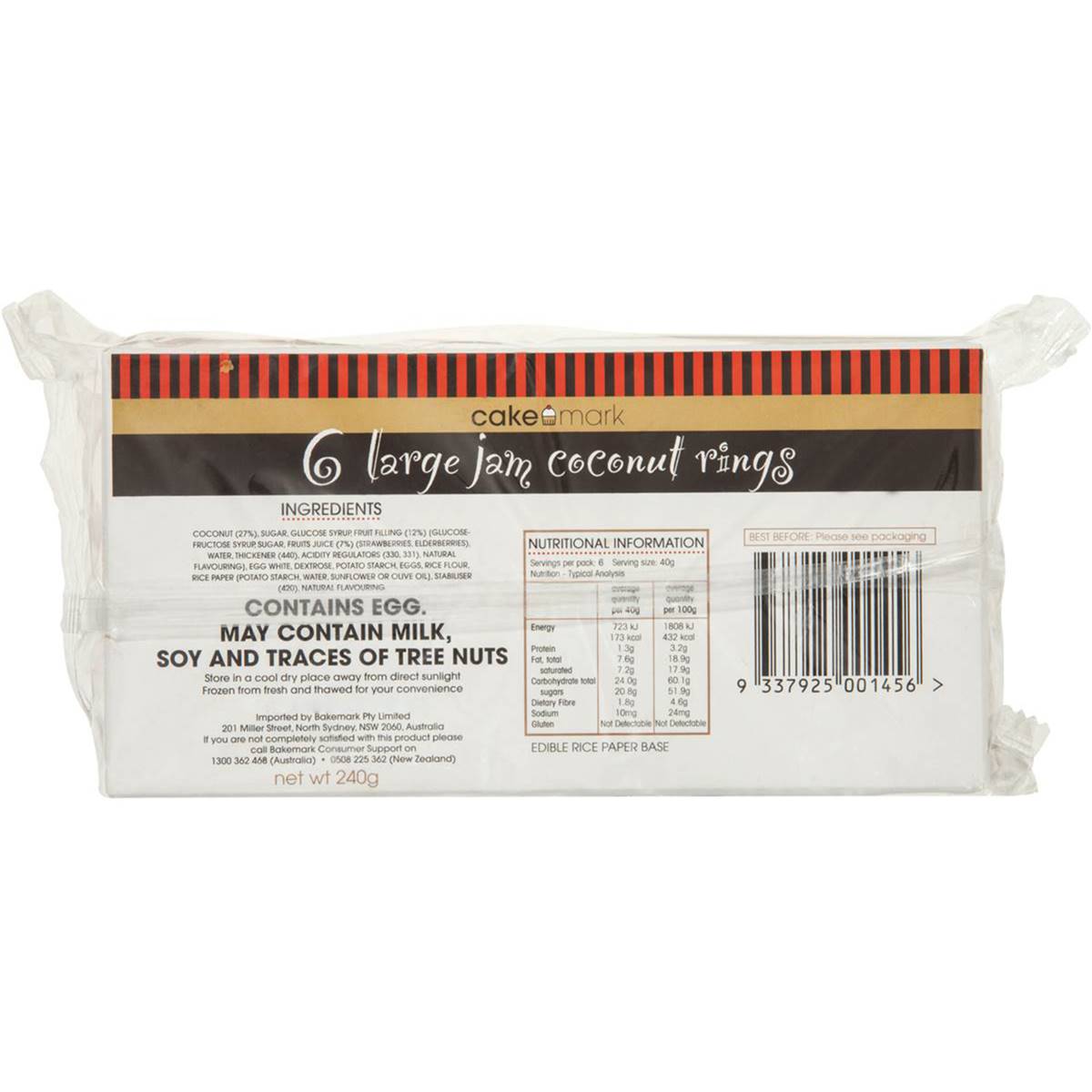 Cakemark Jam Coconut Ring Cakes 240g Woolworths