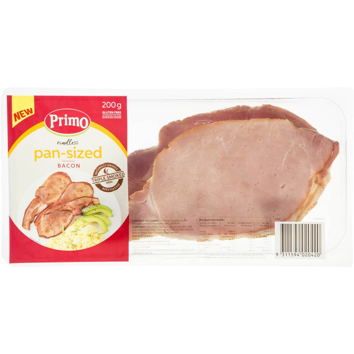 Primo Triple Smoked Bacon Pan Size 200g Woolworths