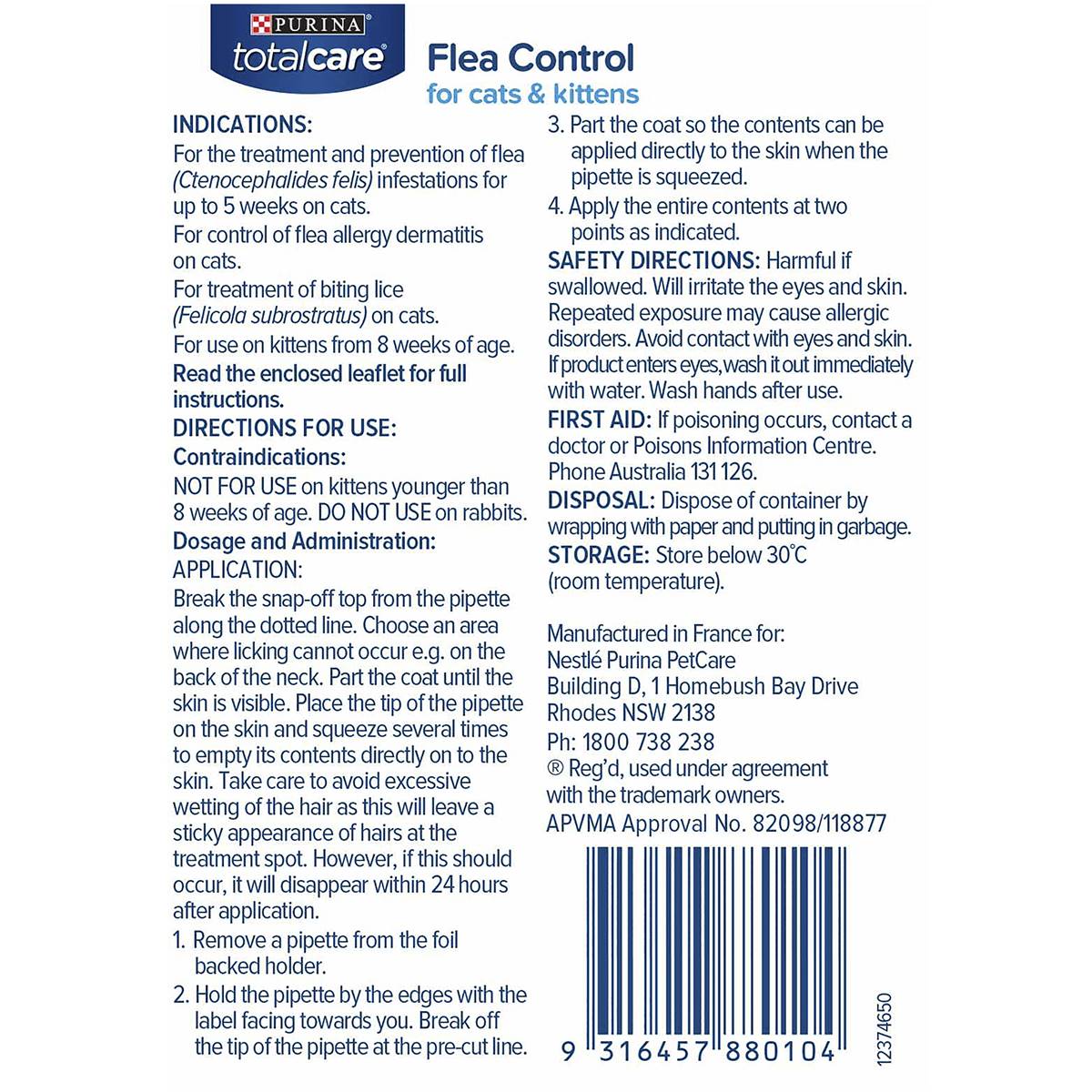Total Care Flea Control For Cats Each Woolworths