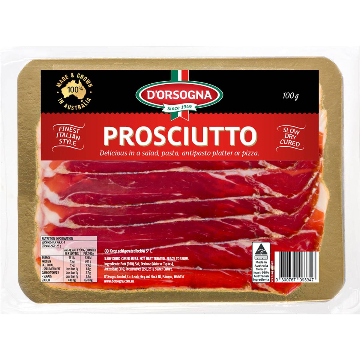 D'orsogna Prosciutto 100g Woolworths