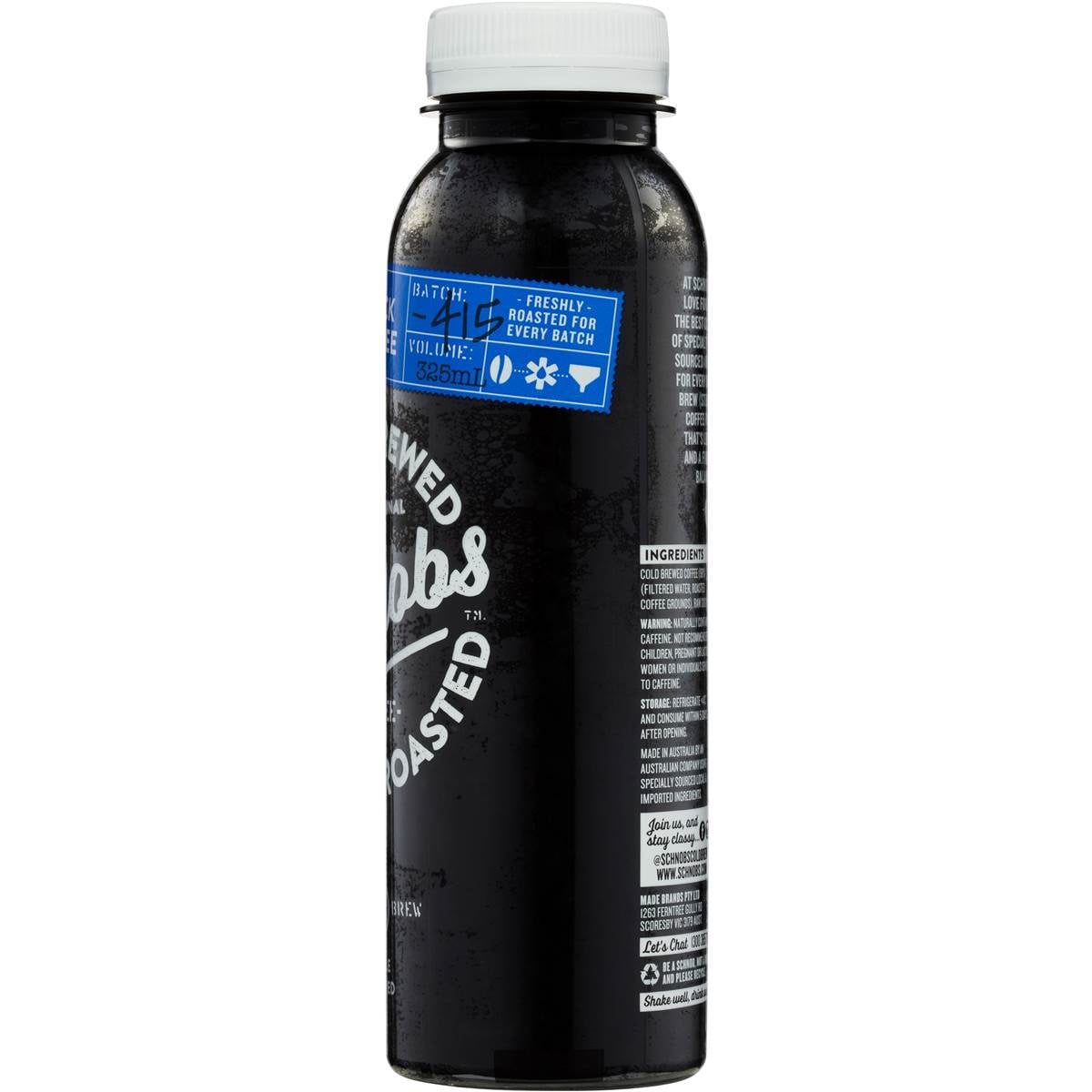 Schnobs Cold Brewed Black Coffee 325ml Woolworths