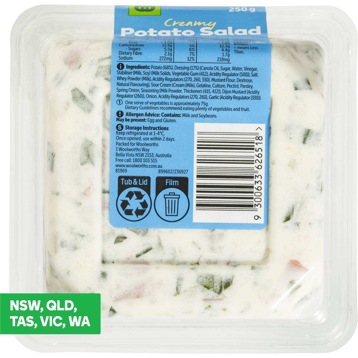 Woolworths Creamy Potato Salad 250g Woolworths