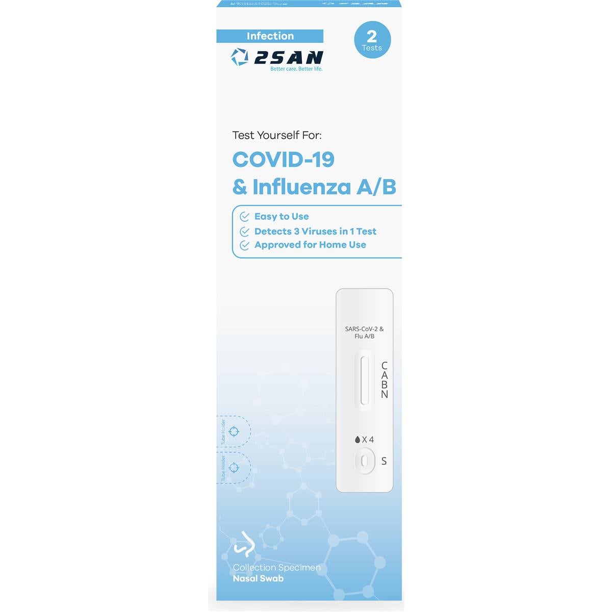 2san Dual Covid19 Flu A & B Test 2 Pack Woolworths