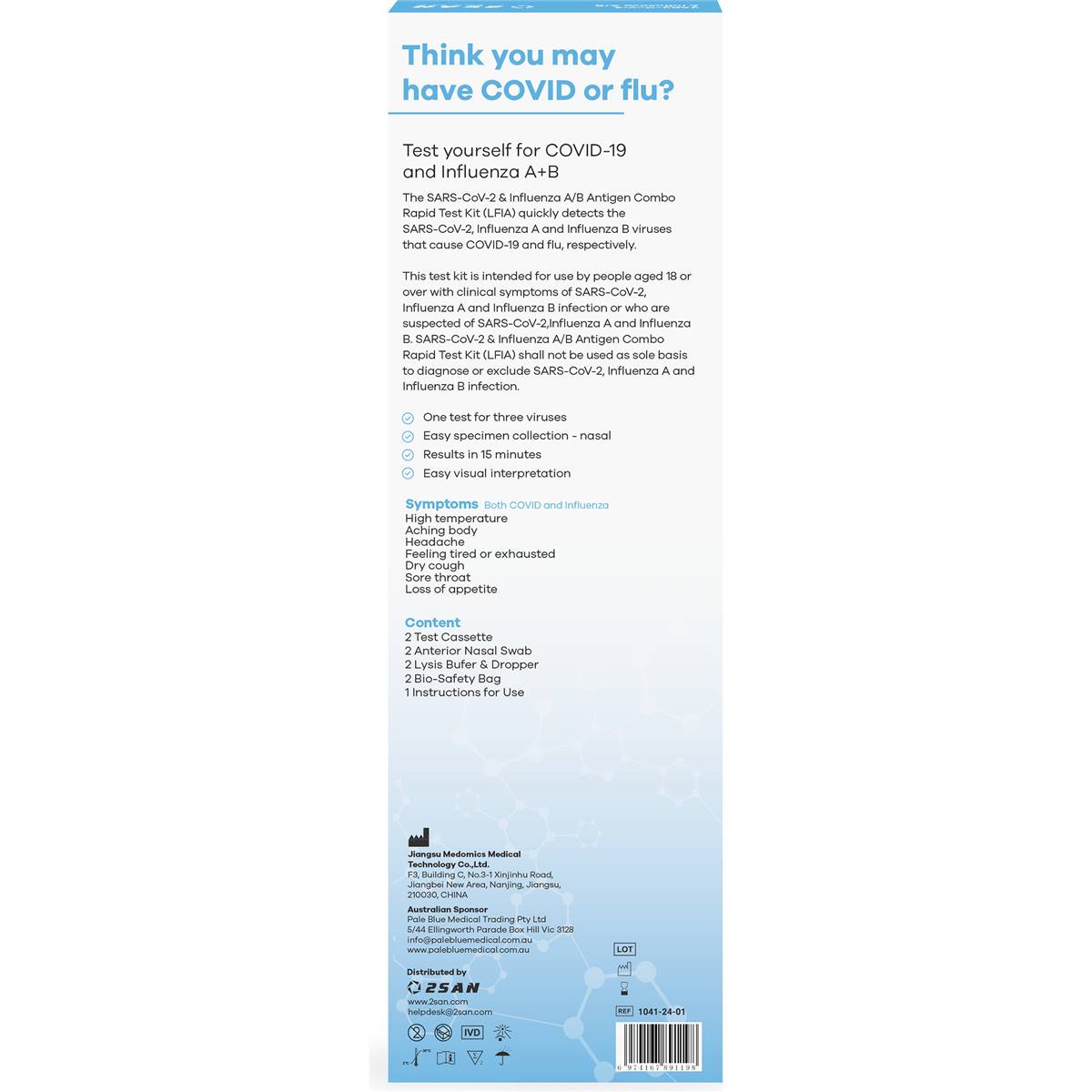 2san Dual Covid19 Flu A & B Test 2 Pack Woolworths