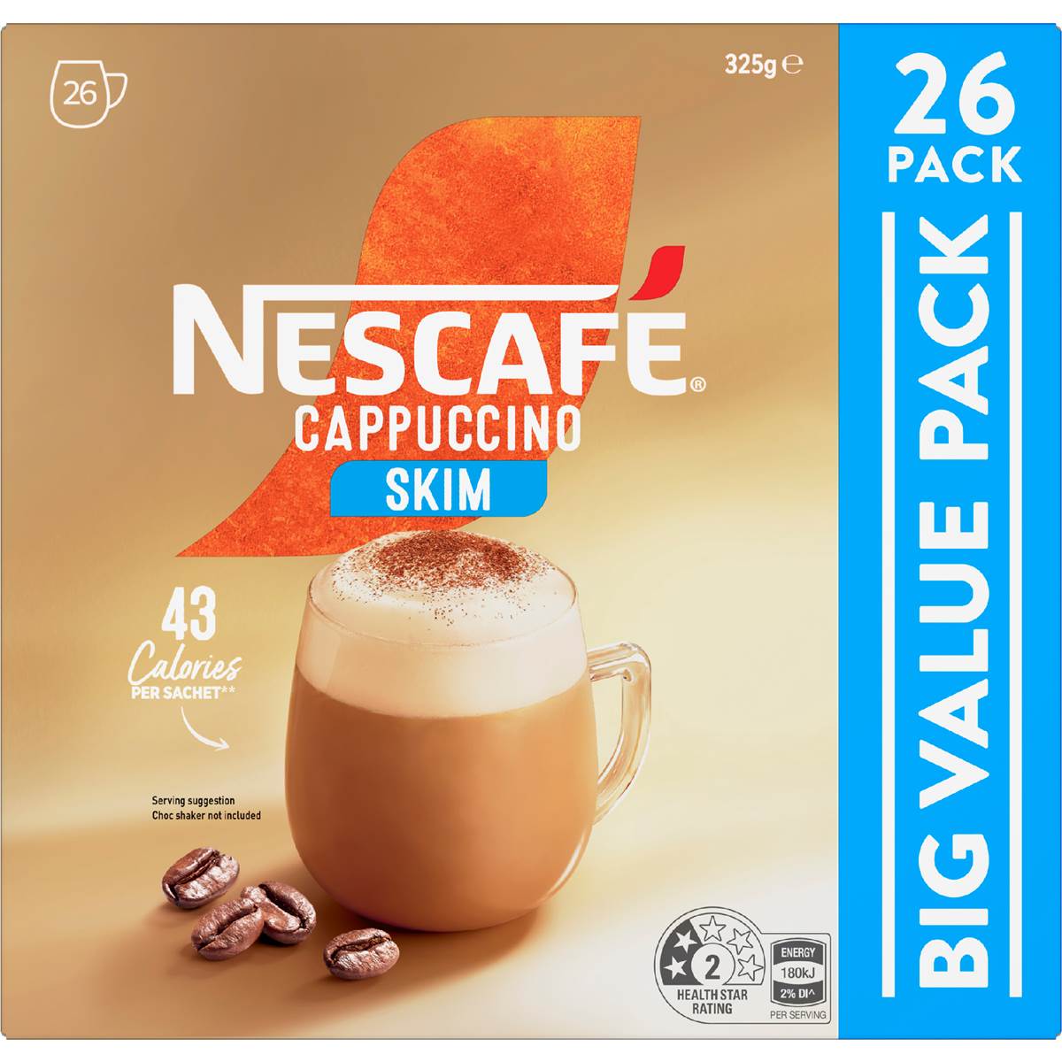 Nescafe Cappuccino Skim Coffee Sachets 26 Pack Woolworths