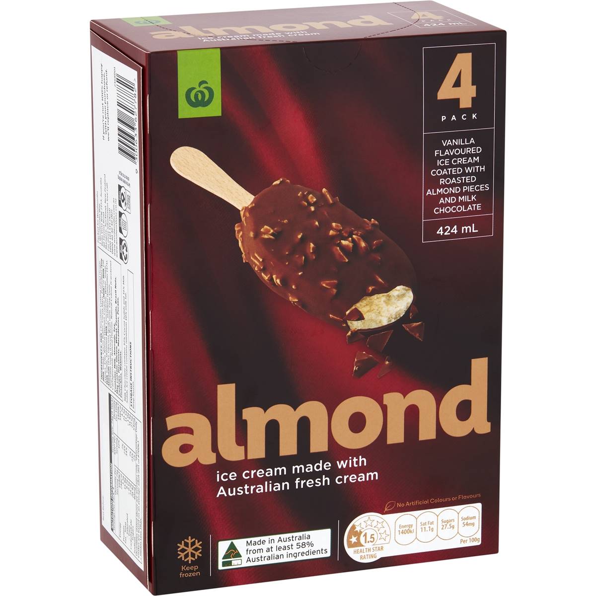 Woolworths Almond Ice Cream Sticks 4 Pack Woolworths