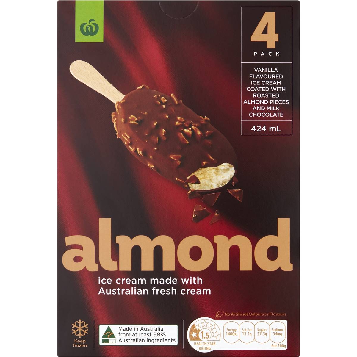 Woolworths Almond Ice Cream Sticks 4 Pack Woolworths