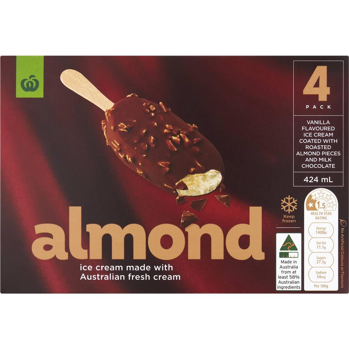 Woolworths Almond Ice Cream Sticks 4 Pack Woolworths