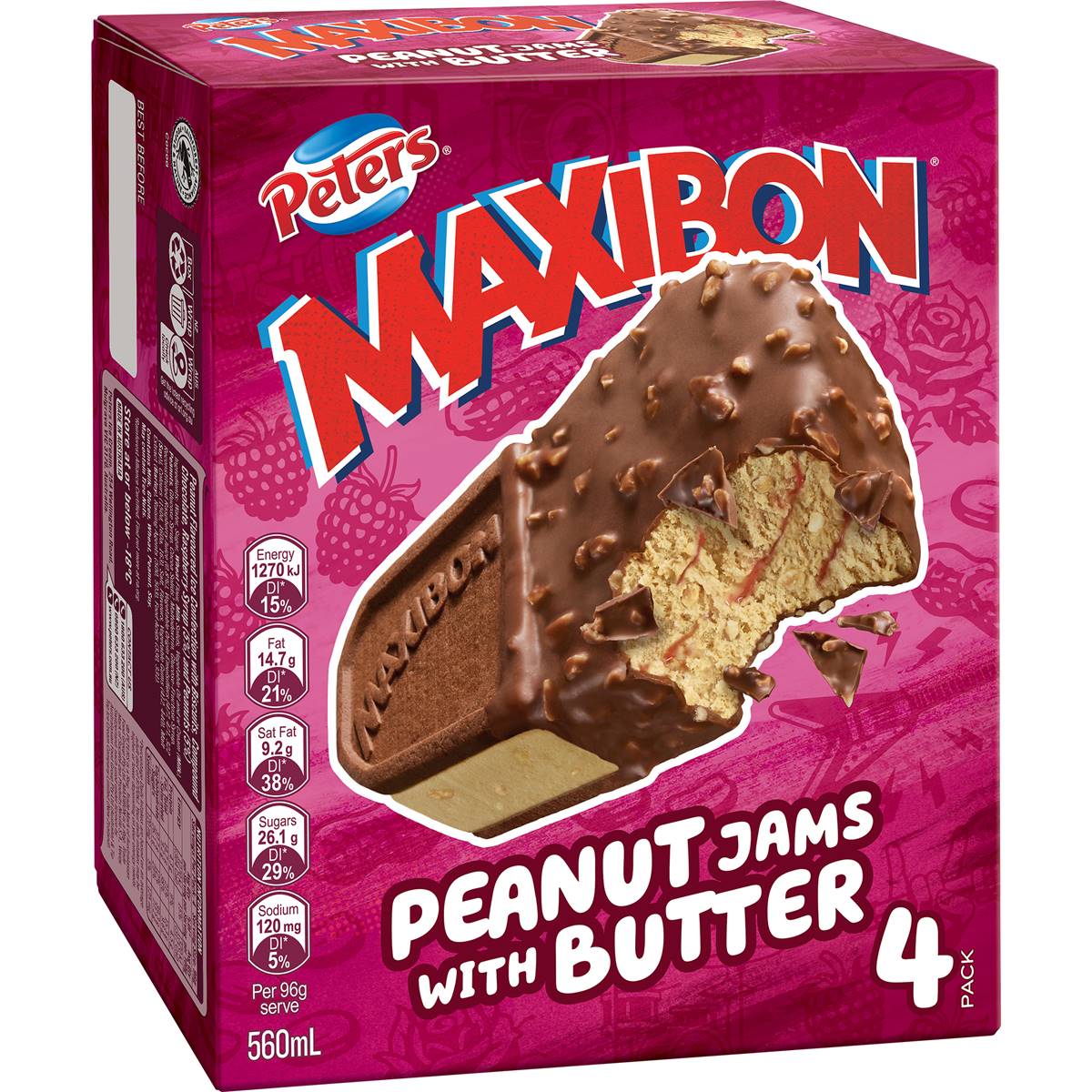 Peters Maxibon Peanut Jams With Butter 4 Pack Woolworths
