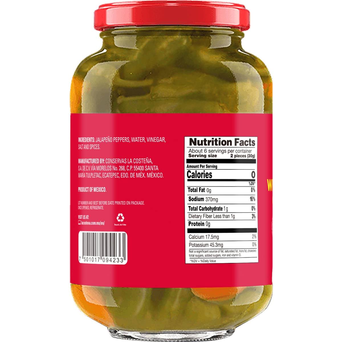 La Costena Whole Green Pickled Jalapeno Peppers 440g Woolworths