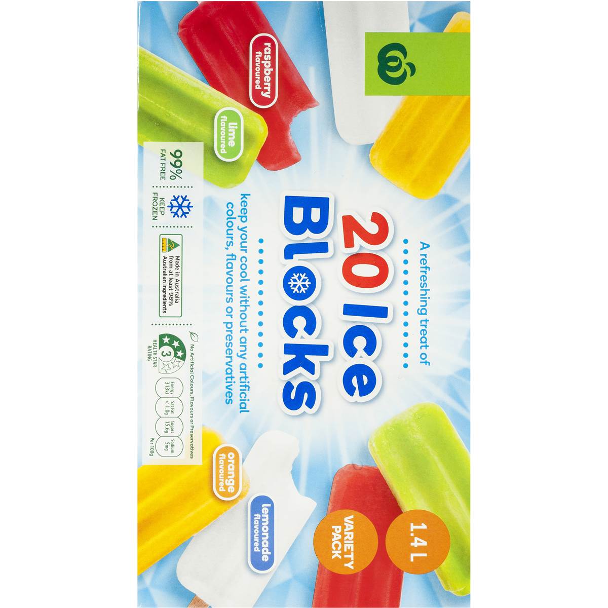 Woolworths Ice Pops 20pk 1400ml Woolworths