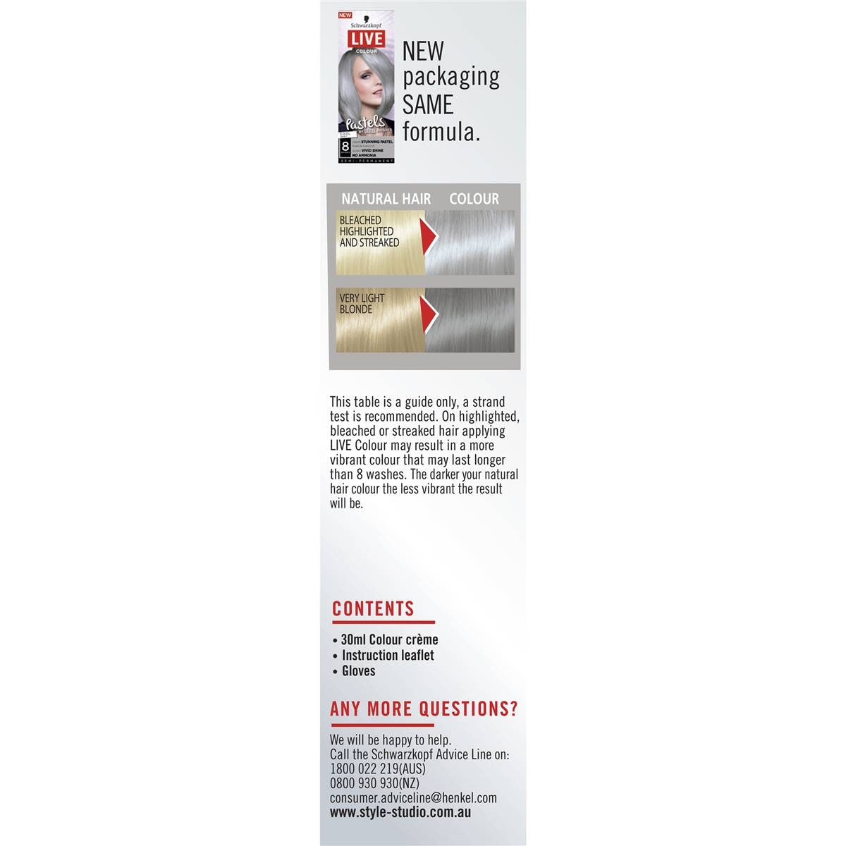 Schwarzkopf Live Colour Hair Colour Pastels Cool Grey Each Woolworths