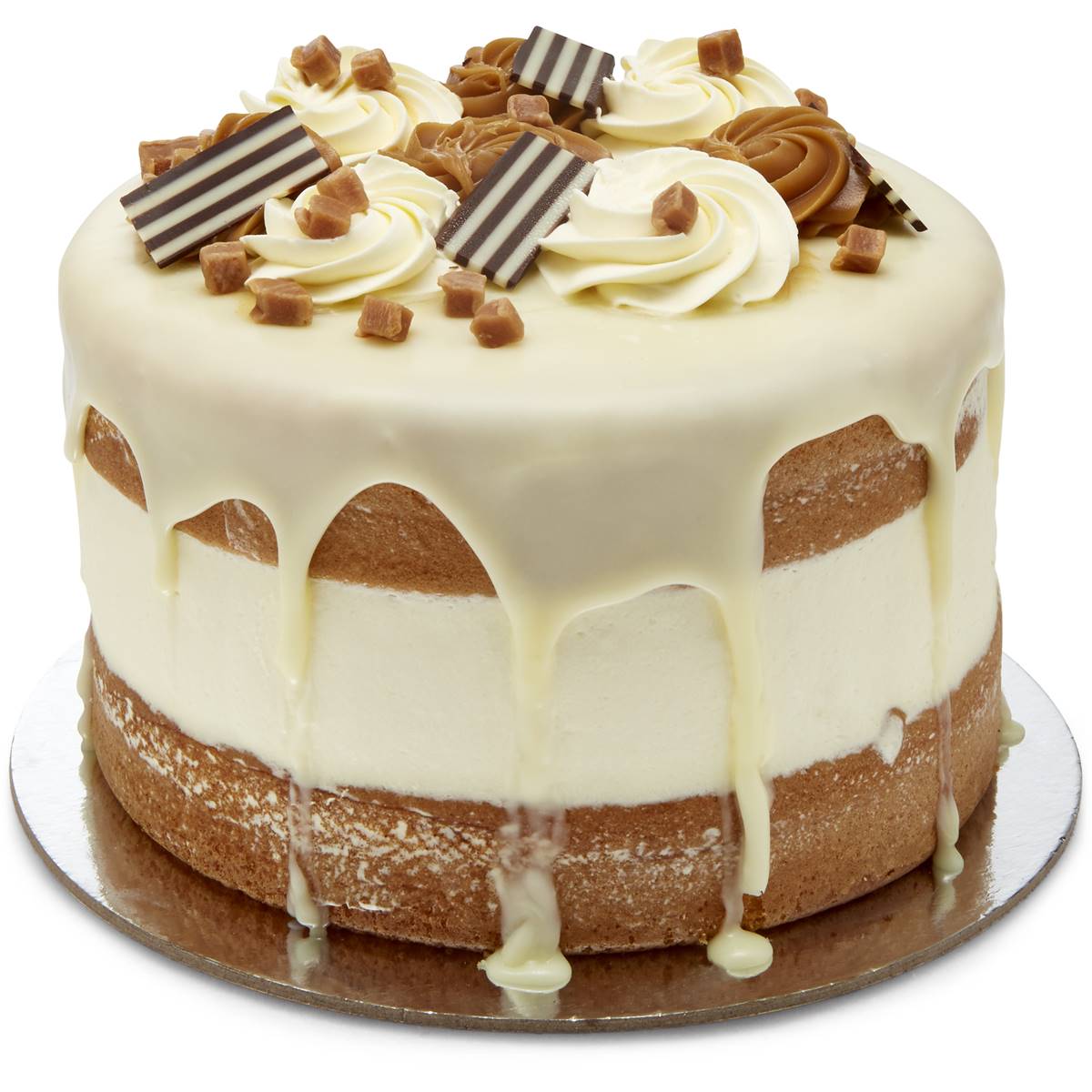 Woolworths Caramel Sponge Fresh Cream Drip Cake Each Woolworths   563936 