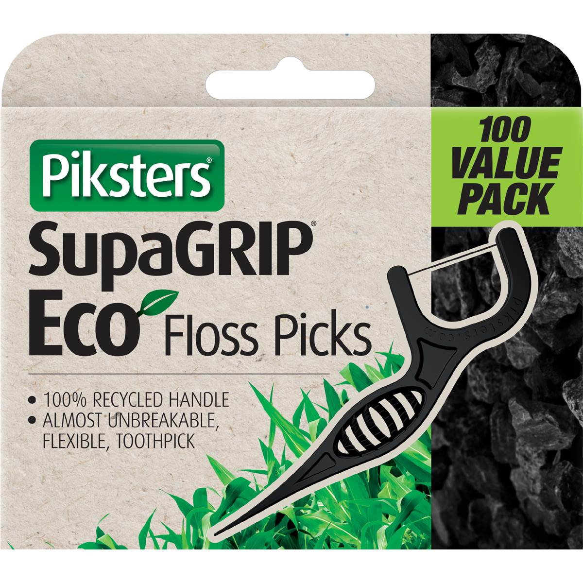 Piksters Supagrip Eco Floss Picks 100 Pack Woolworths