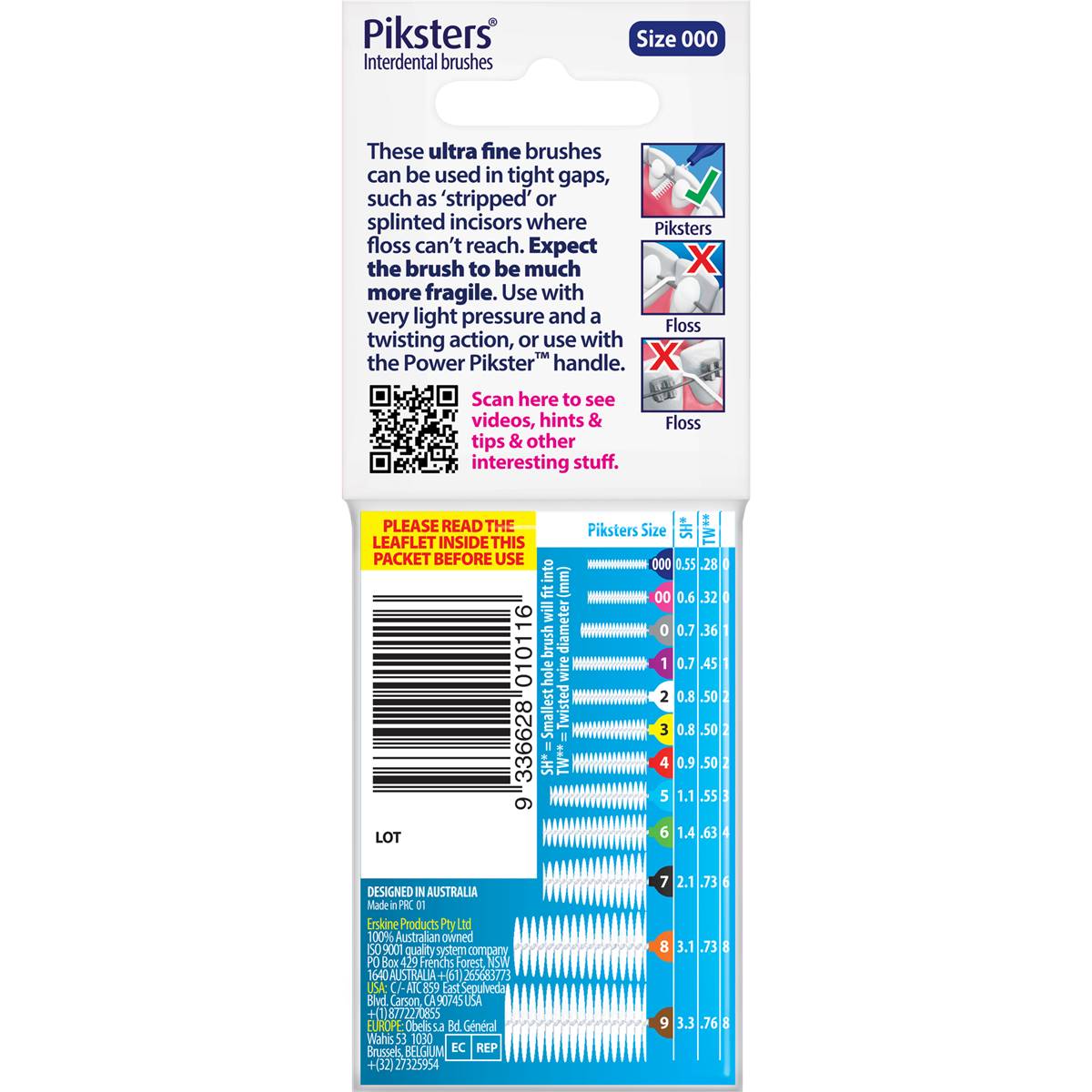 Piksters Reusable Interdental Brushes Size 000 10 Pack Woolworths