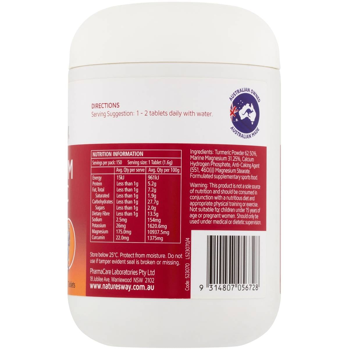 Nature's Way Magnesium & Tumeric 150 Pack Woolworths