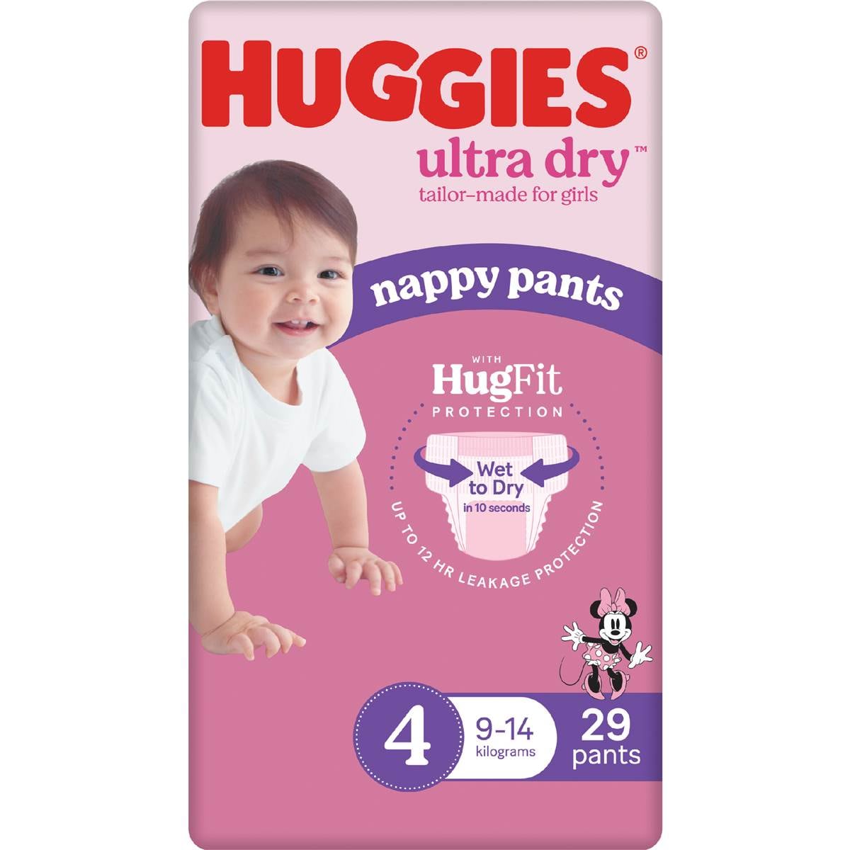 Huggies Ultra Dry Nappy Pants Girls Size 4 (914kg) 29 Pack Woolworths