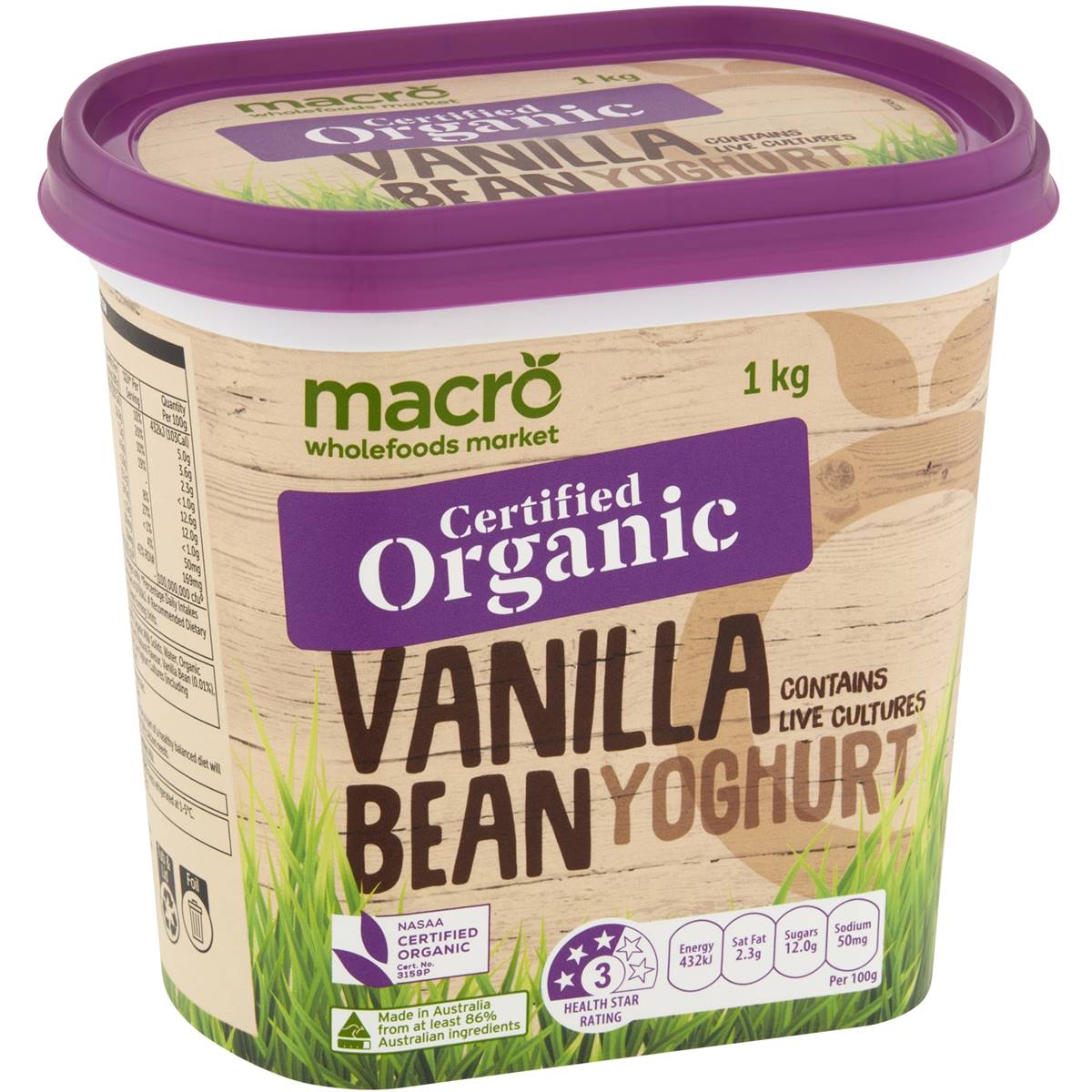 Macro Certified Organic Vanilla Bean Yoghurt 1kg Woolworths