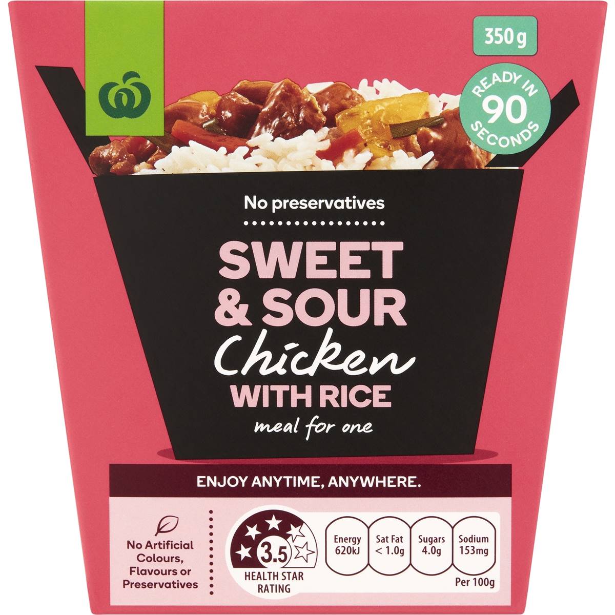 Woolworths Sweet & Sour Chicken With Rice 350g Woolworths
