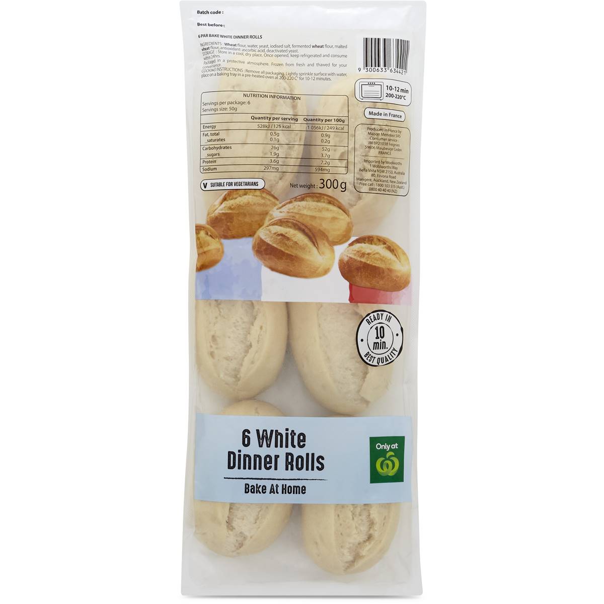 Calories In Coles Fresh Bake At Home Rolls White Buffet Calorie 