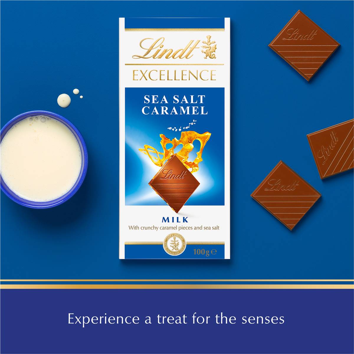 Lindt Excellence Sea Salt Caramel Milk Chocolate Block 100g Woolworths