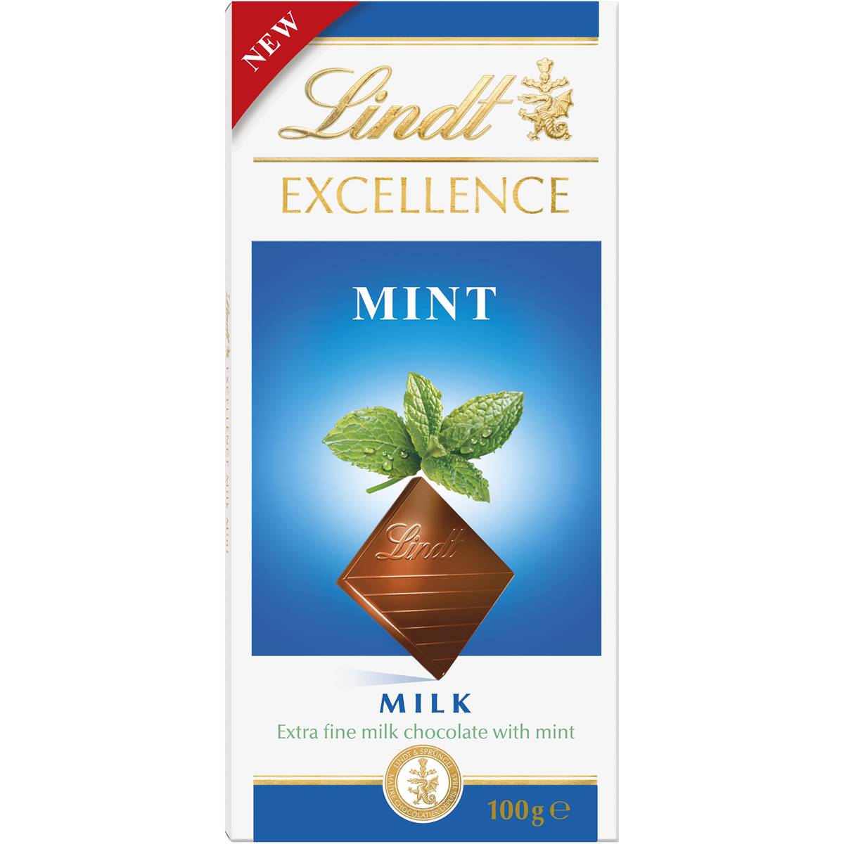 Lindt Excellence Milk Chocolate Mint 100g Block Woolworths