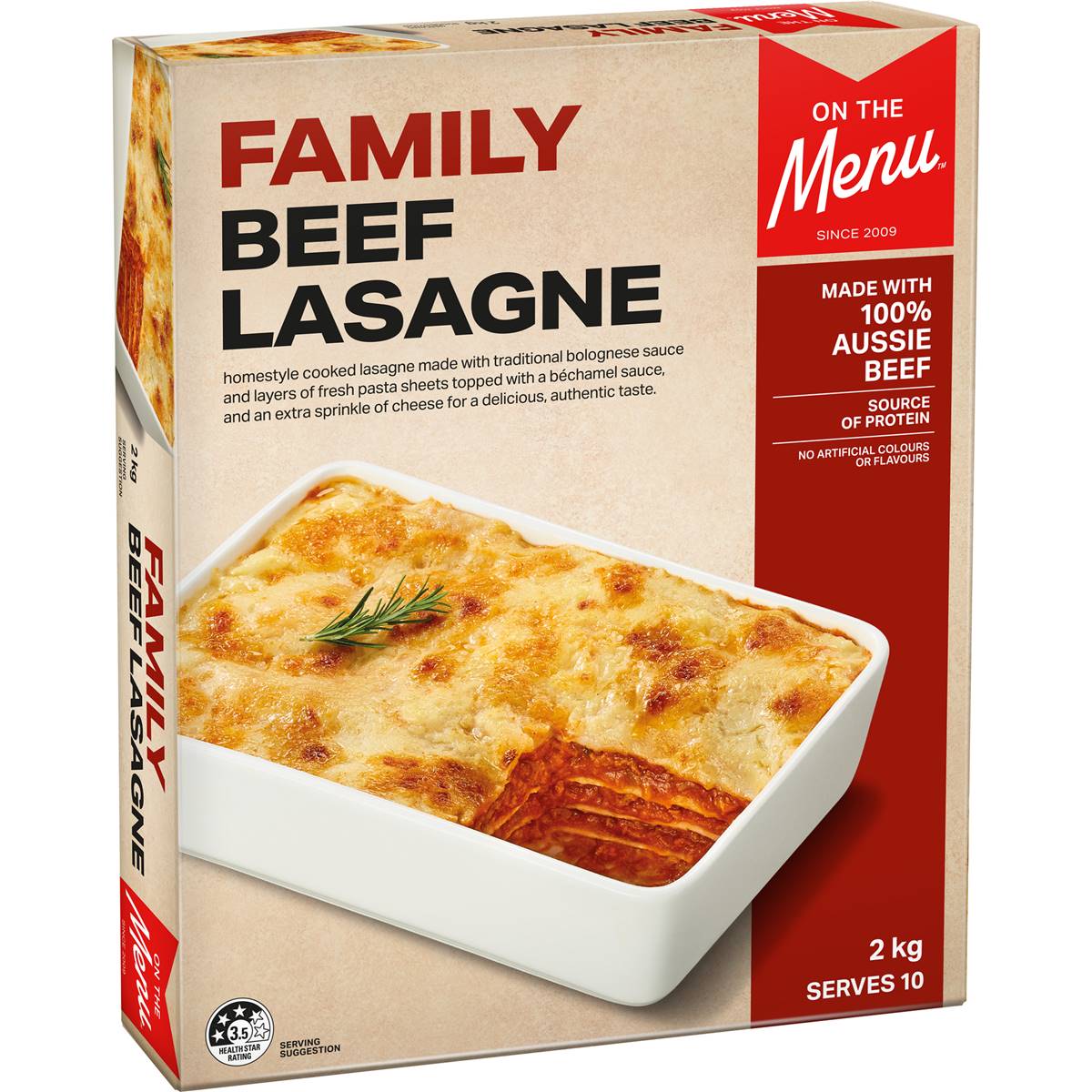 On The Menu Beef Lasagne Null 2Kg | Woolworths