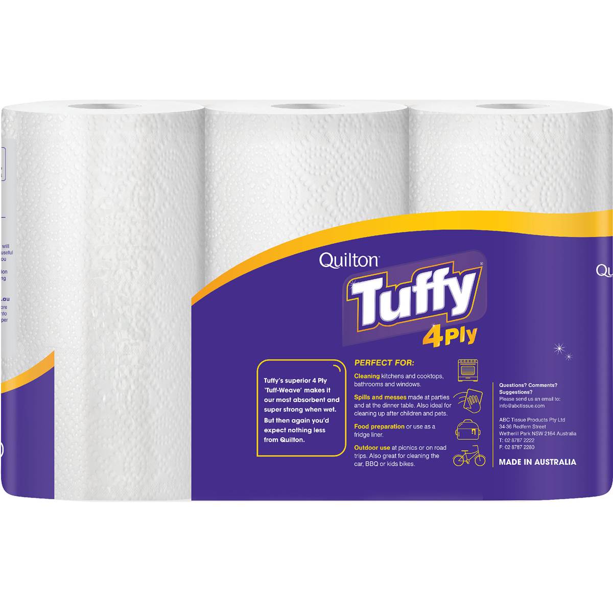 Quilton Tuffy Paper Towel White 4ply 3pk Woolworths