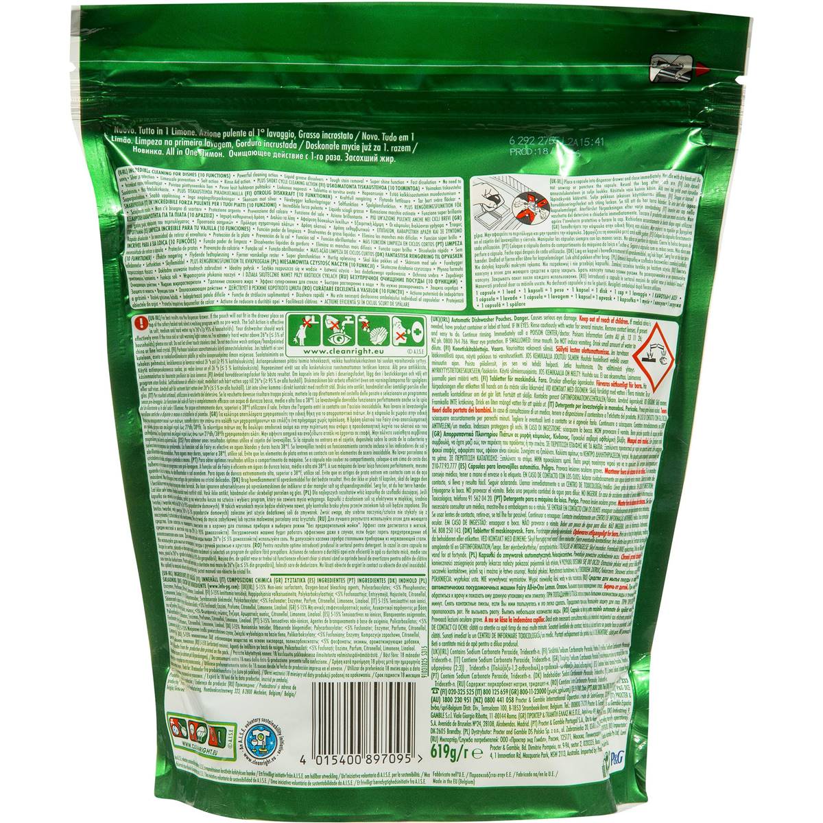 Fairy Dishwasher Tablets All In One Lemon 44 Capsules Woolworths