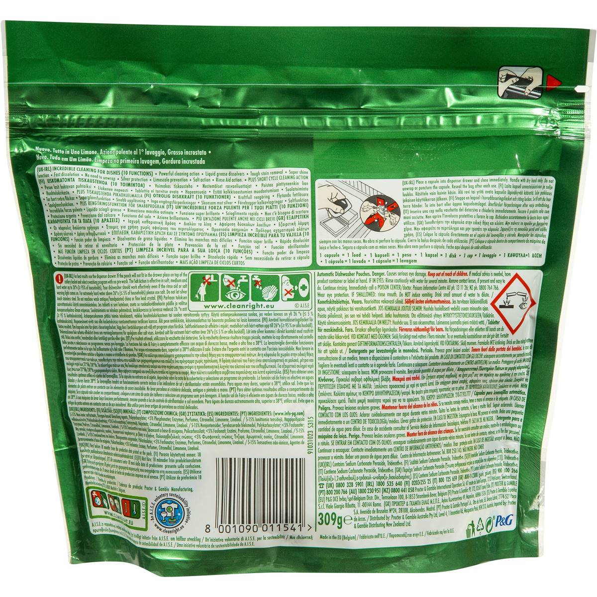 Fairy Dishwasher Tablets All In One Lemon 22 Capsules Woolworths