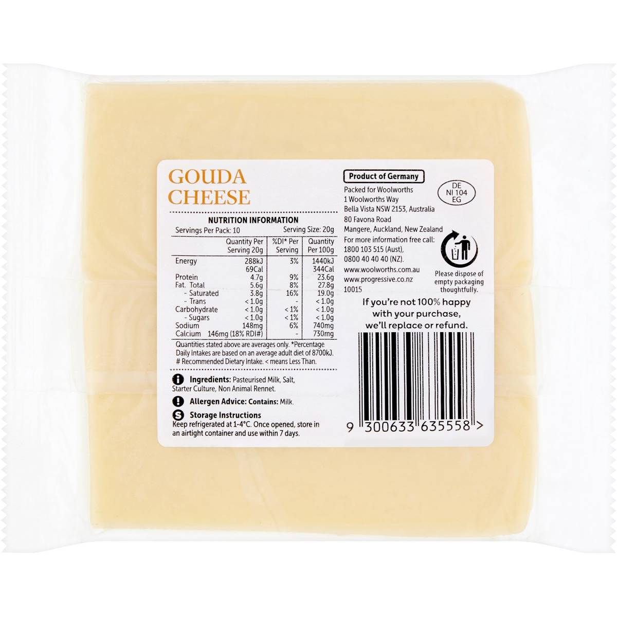 Woolworths Cheese Gouda Block 200g Woolworths