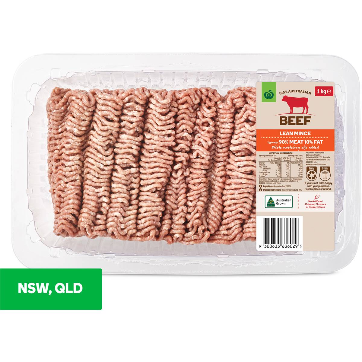 Woolworths Lean Beef Mince 1kg Woolworths
