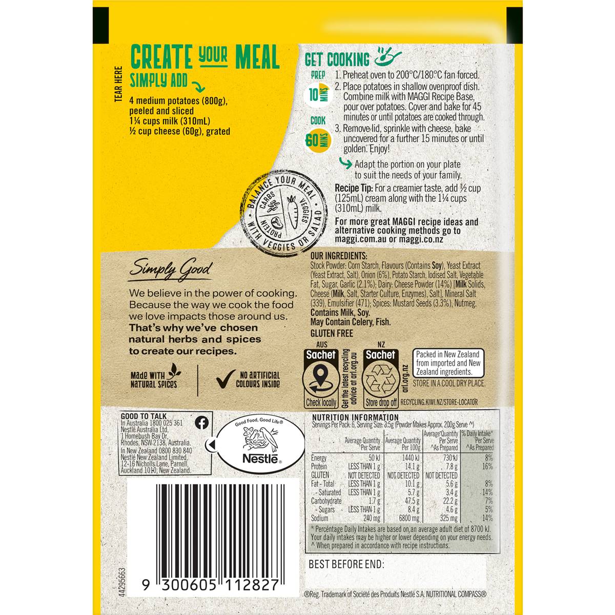 Maggi Side Dishes Cheese & Bacon Potato Bake 21g Woolworths