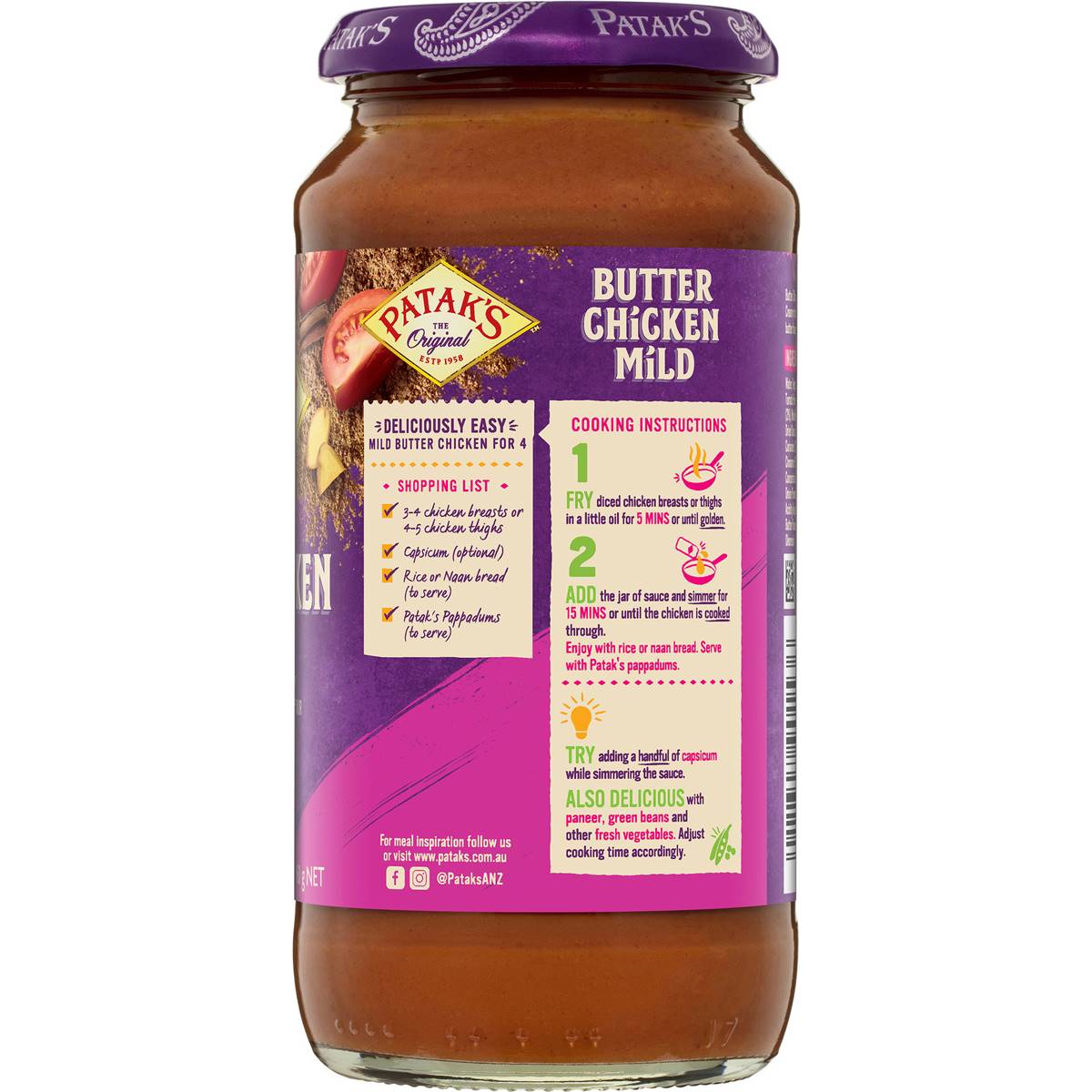 Patak's Mild Butter Chicken Simmer Sauce 450g Woolworths