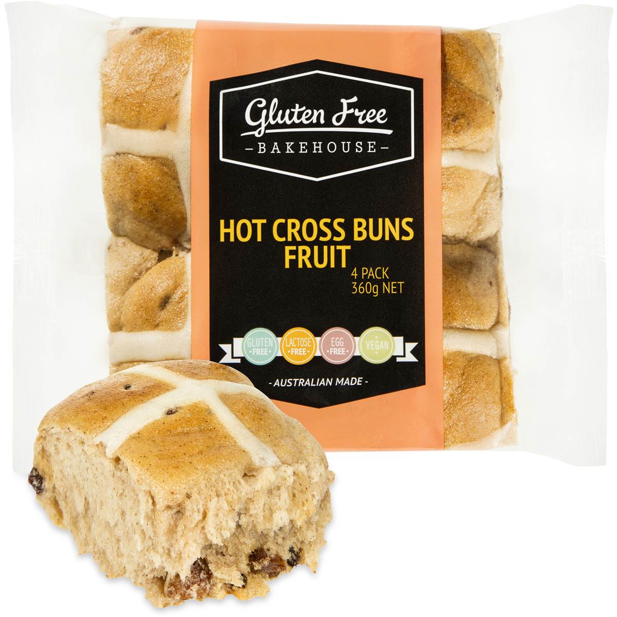 Gluten Free Bakehouse Fruit Hot Cross Buns 4 Pack Woolworths