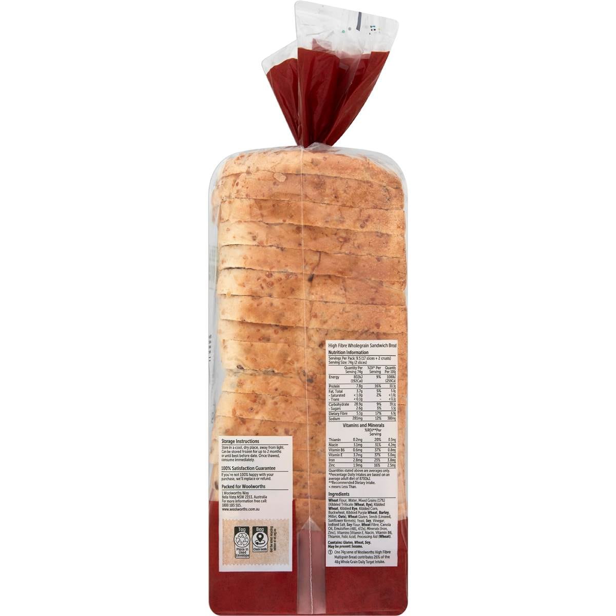 Woolworths Multigrain Sandwich Hifibre Bread 700g Woolworths