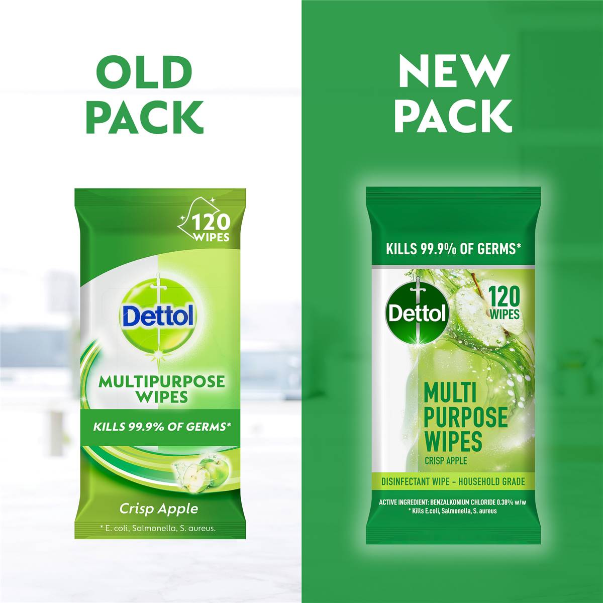 Dettol Antibacterial Disinfectant Cleaning Wipes Crisp Apple 120 Pack