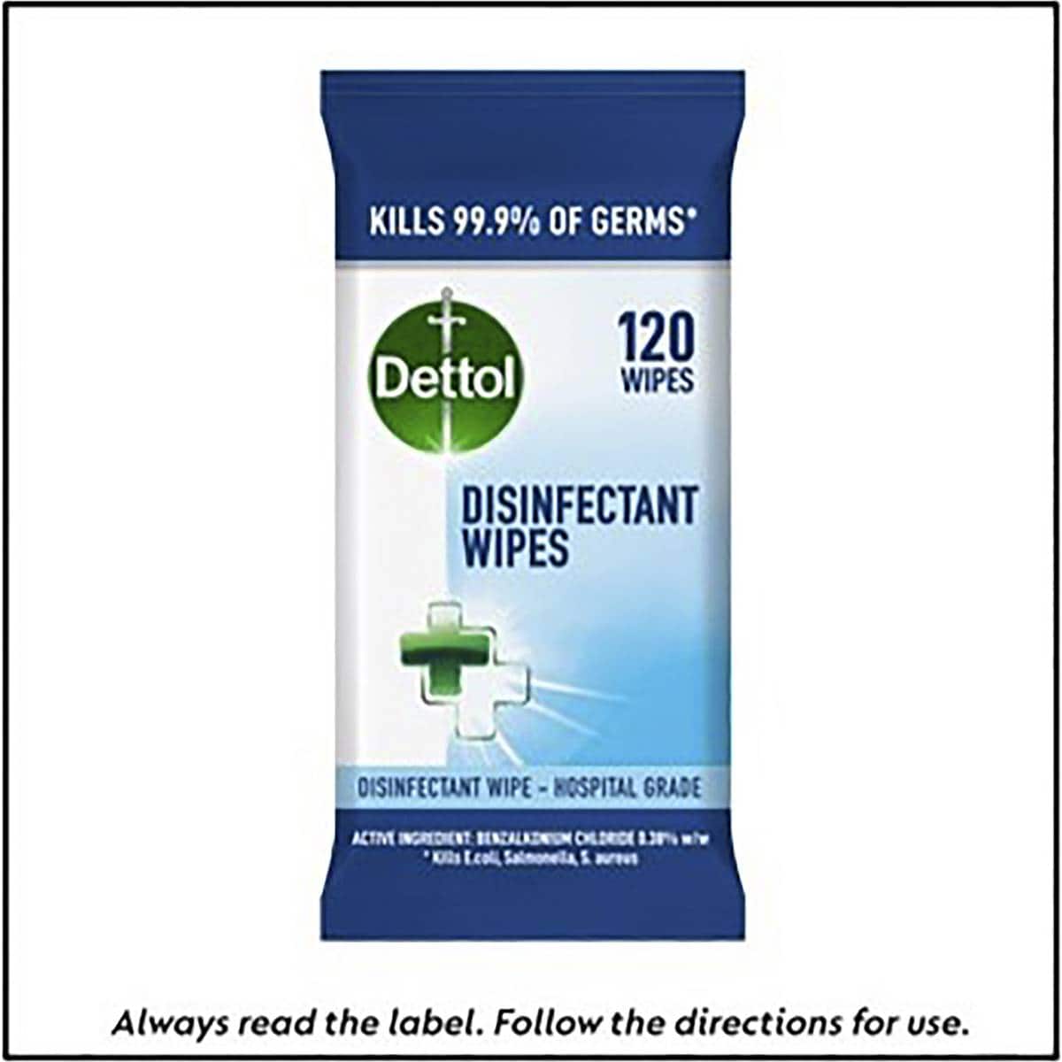 Dettol Antibacterial Disinfectant Surface Cleaning Wipes 120 Pack