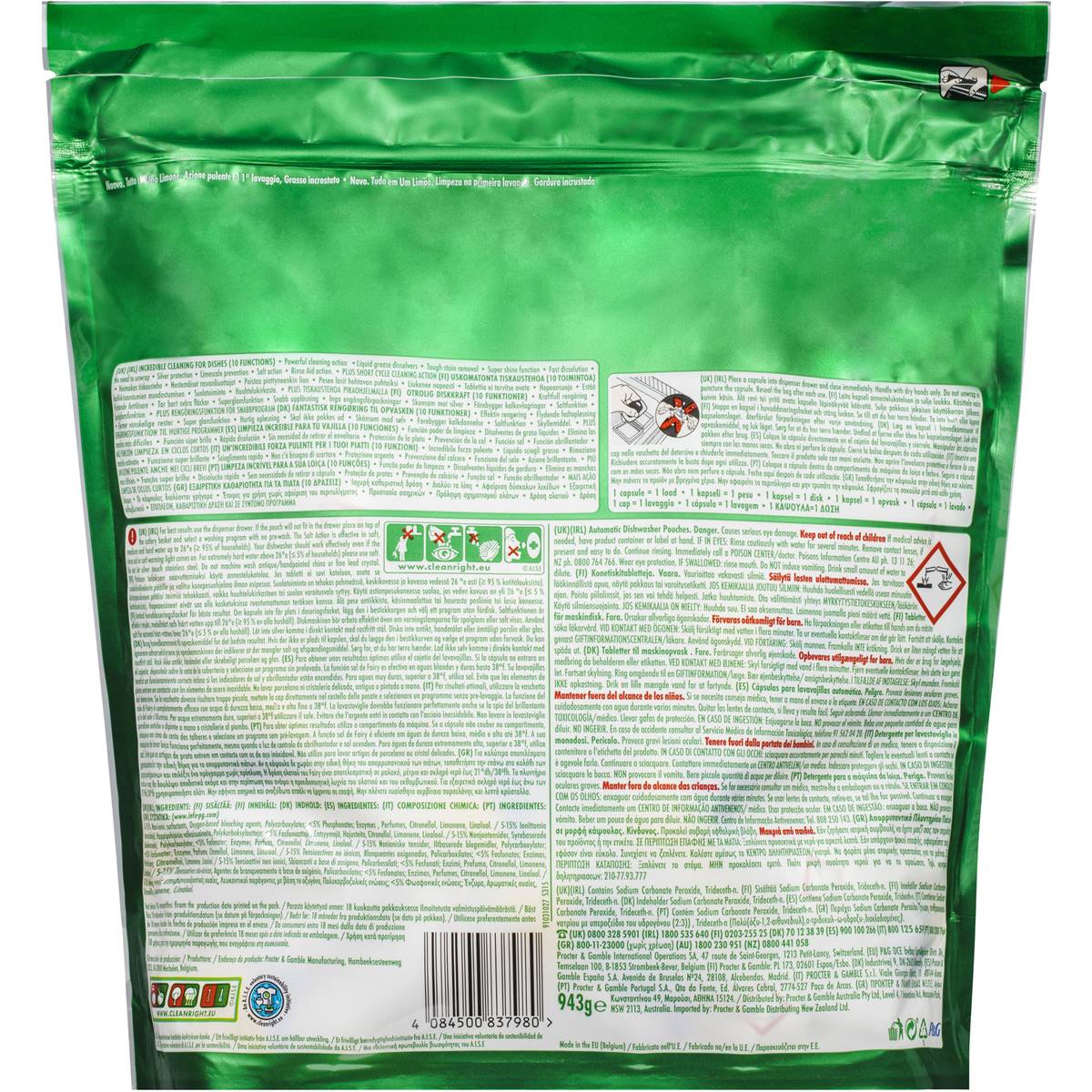 Fairy Dishwasher Tablets All In One Lemon 67 Capsules Woolworths